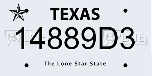 14889D3 Texas License Plate