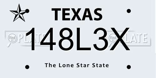 148L3X Texas License Plate