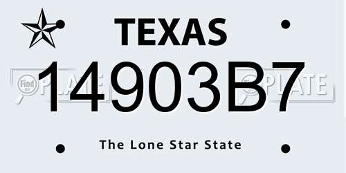 14903B7 Texas License Plate