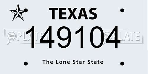 149104 Texas License Plate