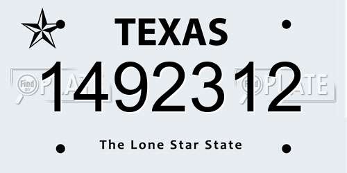 1492312 Texas License Plate