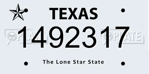 1492317 Texas License Plate