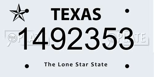 1492353 Texas License Plate