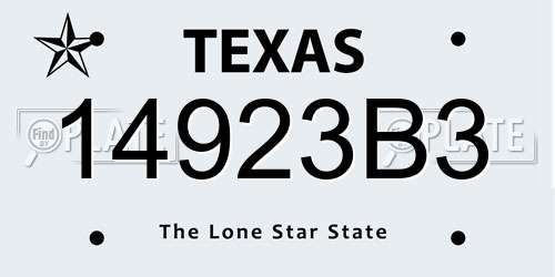 14923B3 Texas License Plate