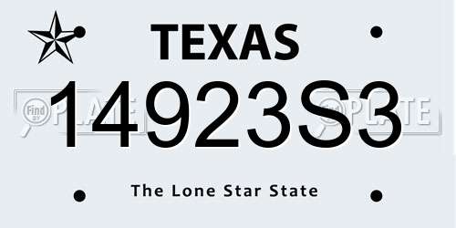 14923S3 Texas License Plate