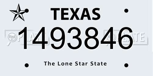 1493846 Texas License Plate