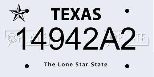 14942A2 Texas License Plate