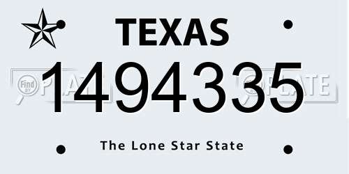 1494335 Texas License Plate