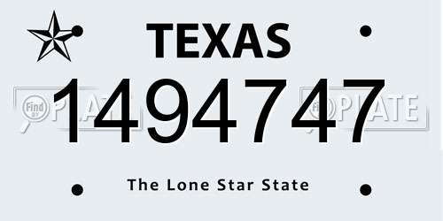 1494747 Texas License Plate