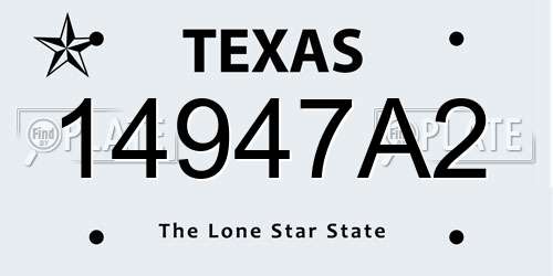 14947A2 Texas License Plate