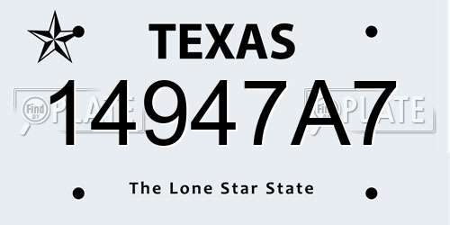 14947A7 Texas License Plate