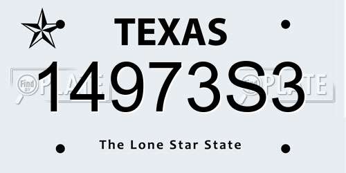 14973S3 Texas License Plate