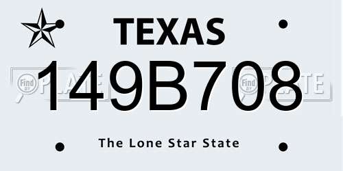 149B708 Texas License Plate