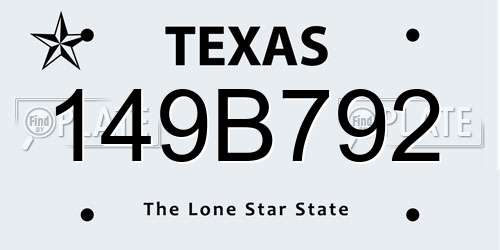 149B792 Texas License Plate