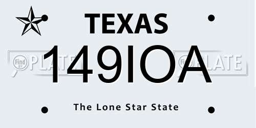 149IOA Texas License Plate
