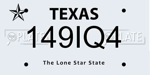 149IQ4 Texas License Plate