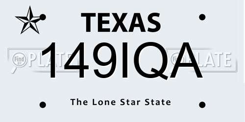 149IQA Texas License Plate