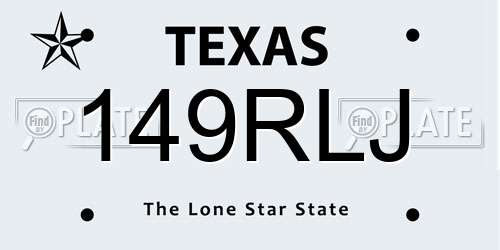 149RLJ Texas License Plate
