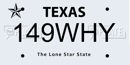 149WHY Texas License Plate