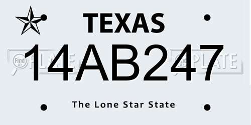 14AB247 Texas License Plate