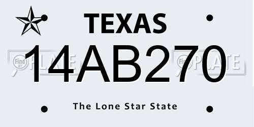 14AB270 Texas License Plate