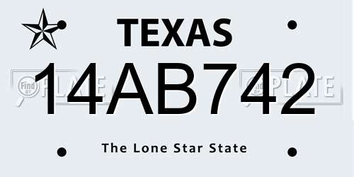 14AB742 Texas License Plate