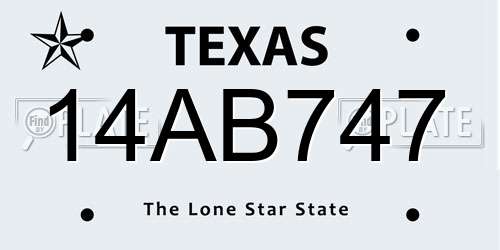 14AB747 Texas License Plate