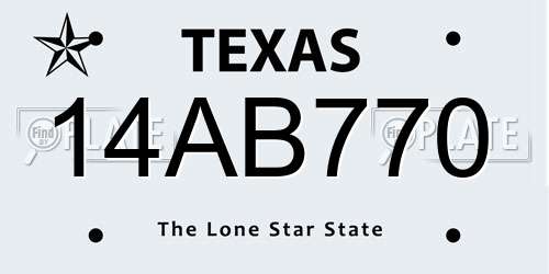 14AB770 Texas License Plate