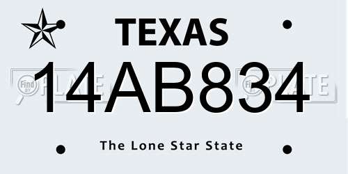 14AB834 Texas License Plate