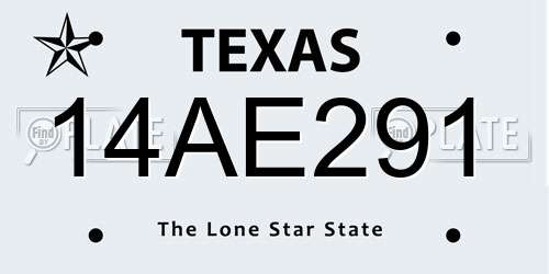 14AE291 Texas License Plate