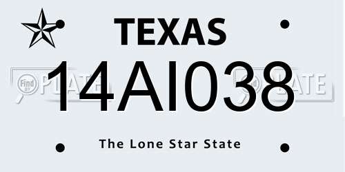 14AI038 Texas License Plate