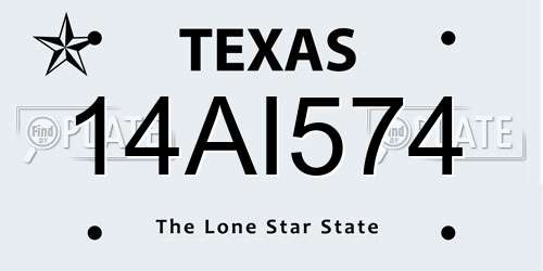 14AI574 Texas License Plate