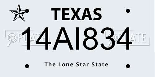 14AI834 Texas License Plate