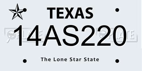 14AS220 Texas License Plate