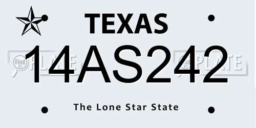 14AS242 Texas License Plate