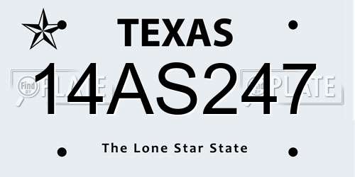 14AS247 Texas License Plate