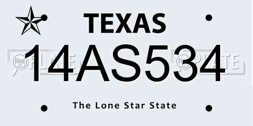 14AS534 Texas License Plate