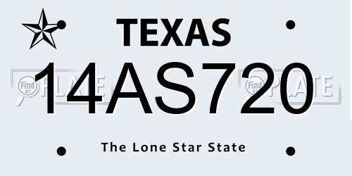 14AS720 Texas License Plate