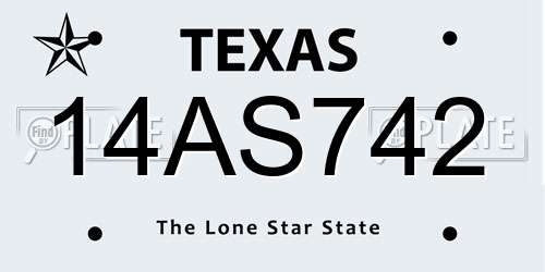14AS742 Texas License Plate
