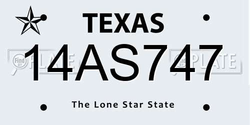 14AS747 Texas License Plate