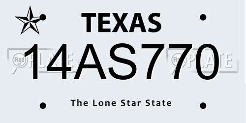14AS770 Texas License Plate