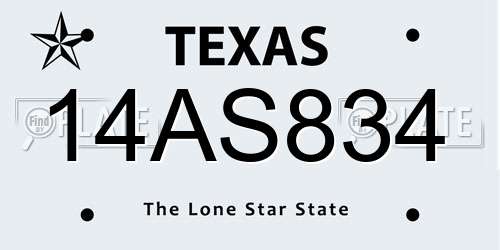 14AS834 Texas License Plate