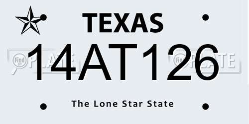 14AT126 Texas License Plate