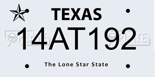 14AT192 Texas License Plate