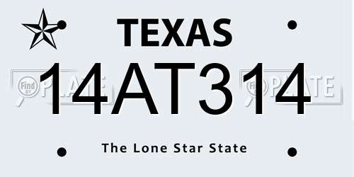 14AT314 Texas License Plate