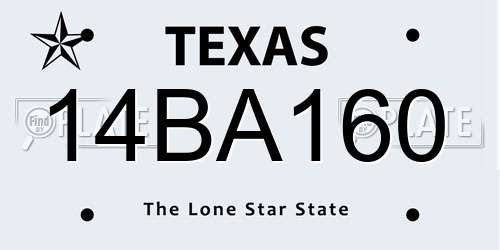 14BA160 Texas License Plate