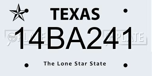14BA241 Texas License Plate