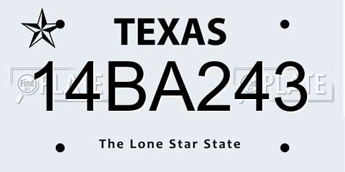 14BA243 Texas License Plate