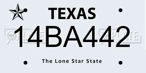 14BA442 Texas License Plate