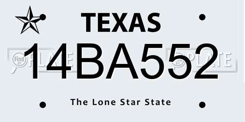 14BA552 Texas License Plate